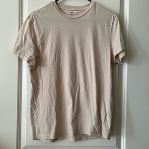 H&M Short-Sleeve Crew Tee in Pale Beige